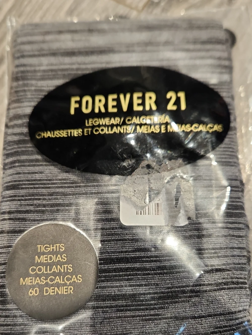 NWT Forever 21 Women's Sz M/L Black & Grey Tights